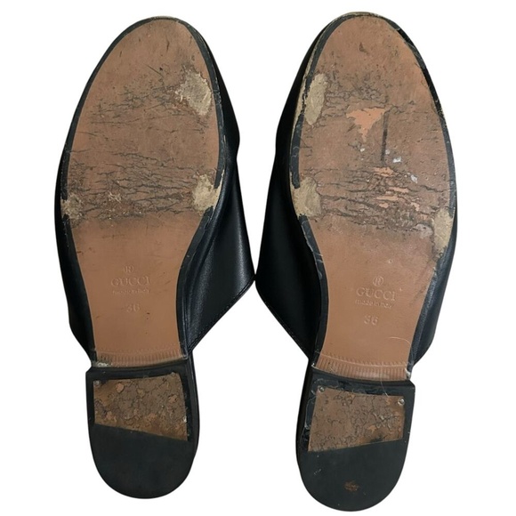 Gucci Princetown Black Leather Mules Size 36 - Picture 2 of 5